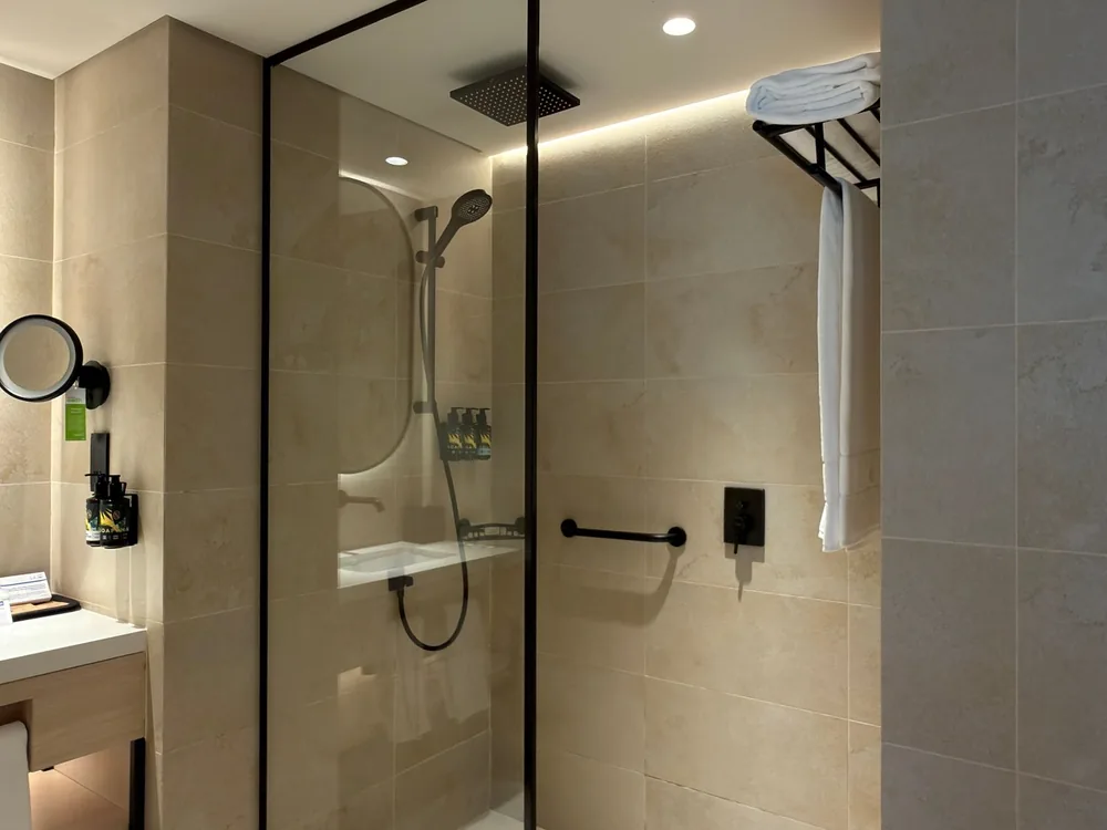 Barrierefreie Dusche mit Haltegriff